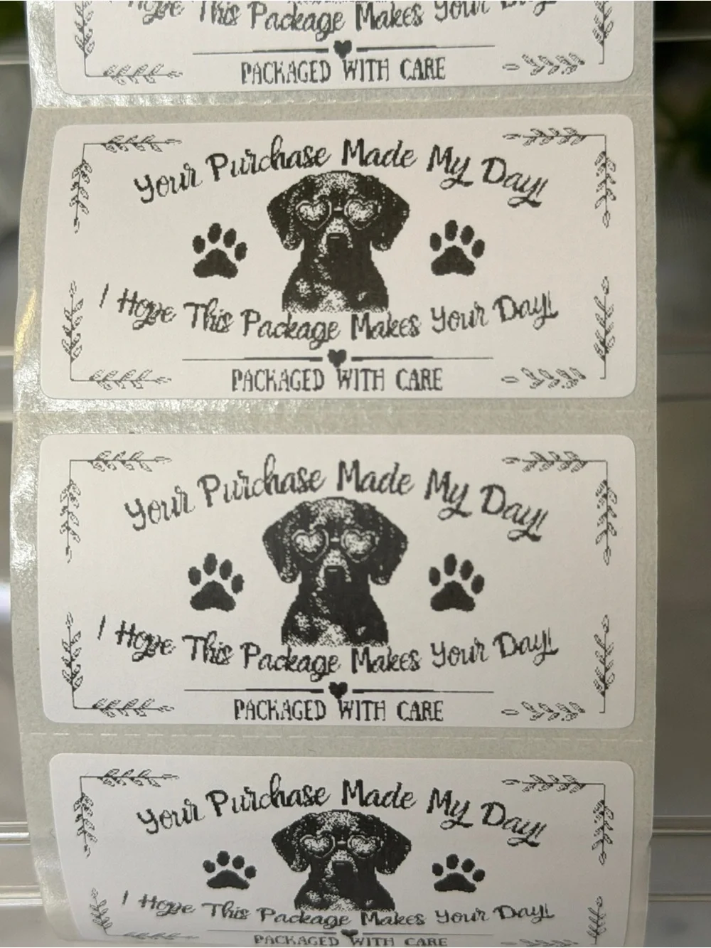200 Dog Thank You Stickers 2x1 Packaged with Care Small Business Shipping Label